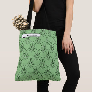 Black & Green Heart Pattern Colouring Go-Bag Tote Bag