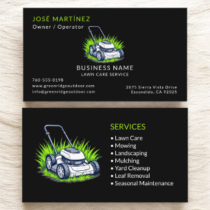 Black Green Lawn Care and Service Professional Business Card