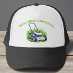 Black Green Lawn Care and Service Professional Trucker Hat<br><div class="desc">Keep your crew looking sharp and your brand top of mind with this bold black and white lawn care trucker hat. Featuring bright green text and a clean mower graphic,  it's the perfect blend of function and field-ready style — ideal for pros who take pride in every fresh cut.</div>