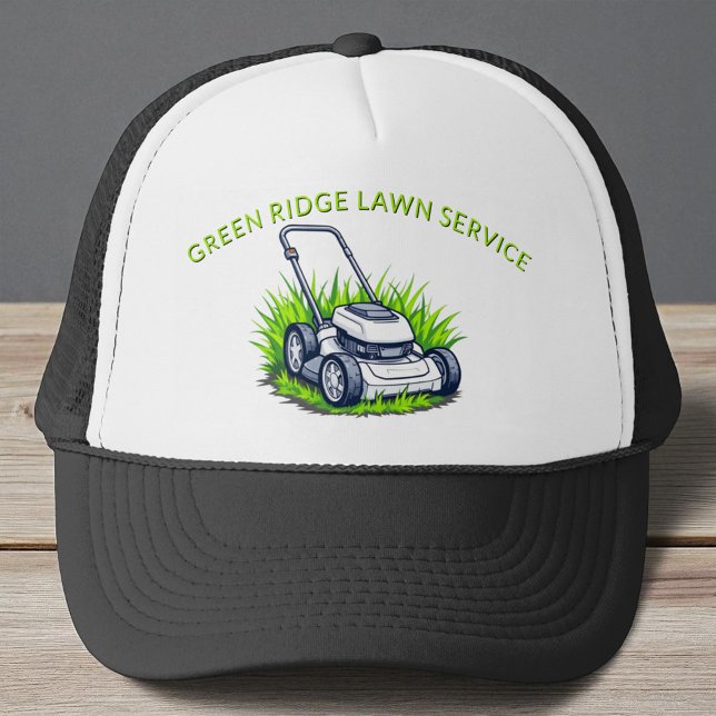 Black Green Lawn Care and Service Professional Trucker Hat (Creator Uploaded)