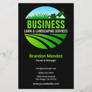 Black Green Lawn Care Landscaping Mowing Service Flyer