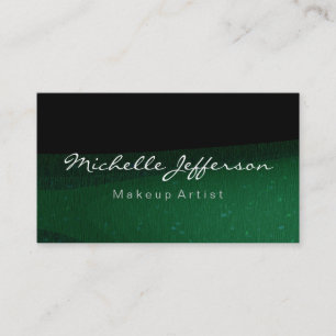 Black Green Makeup Artist Script Business Card