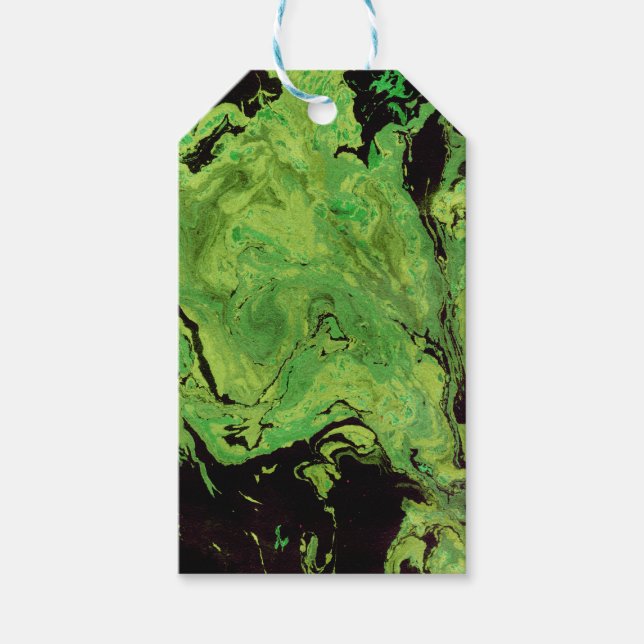 Black green marble gift tags (Front)