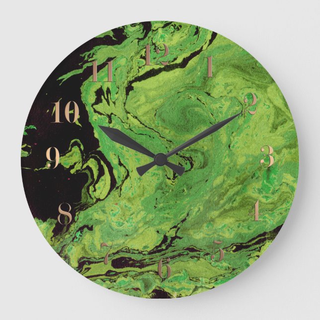 Black green marble large clock (Front)