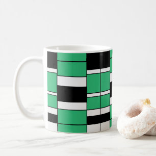 Black Green Mid Century Geometric Pattern Coffee Mug