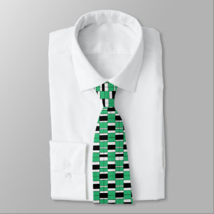 Black Green Mid Century Geometric  Tie
