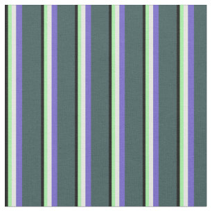 Black, Green, Mint Cream, Slate Blue & Slate Grey Fabric