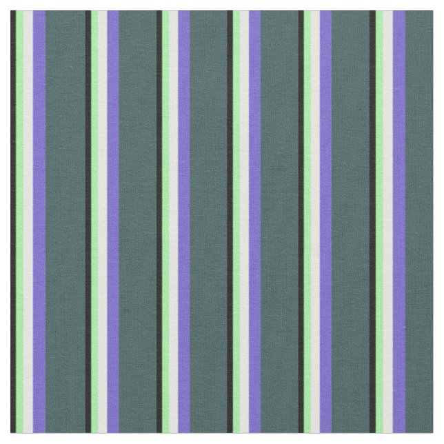 Black, Green, Mint Cream, Slate Blue & Slate Grey Fabric (Close Up)