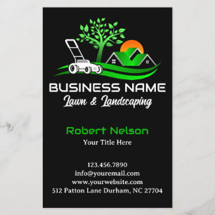 Black Green Modern Lawn Care Landscaping Business Flyer