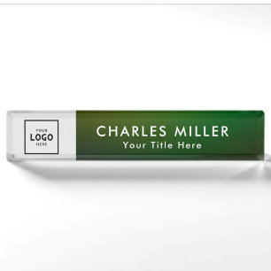 Black Green Modern Professional business logo Nameplate