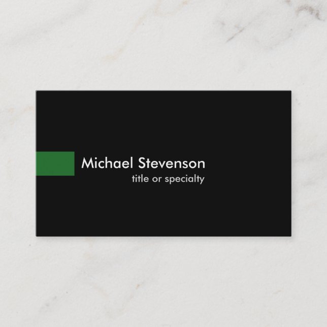 Black Green Modern Unique Consultant Business Card (Front)