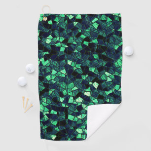 Black green mosaic with partially removed colour golf towel