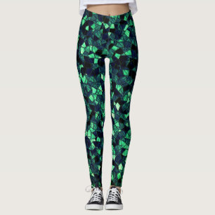Black green mosaic with partially removed colour leggings