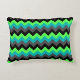 Black Green Ombre Chevrons Accent Pillow
