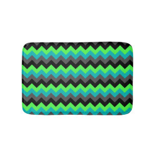 Black Green Ombre Chevrons Small Bath Mat