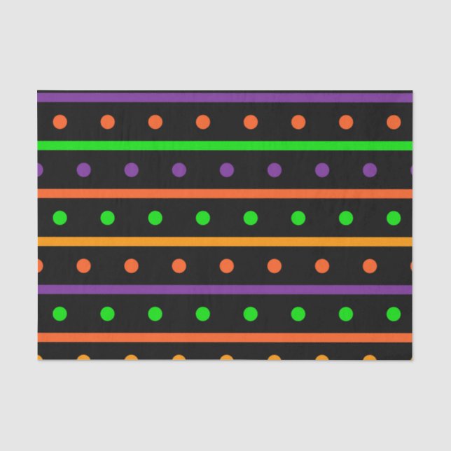 BLACK GREEN ORANGE PURPLE HALLOWEEN PATTERN TISSUE PAPER (Front)
