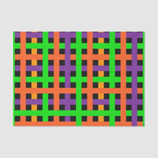 BLACK GREEN ORANGE PURPLE HALLOWEEN PATTERN TISSUE PAPER (Front)