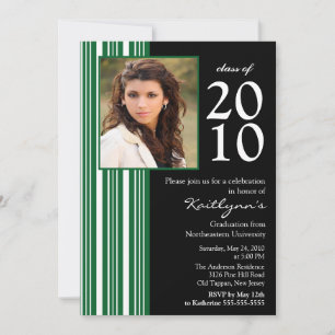 Black & Green Photo Graduation Invitation