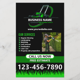 Black Green Professional Lawn Care Landscaping Flyer