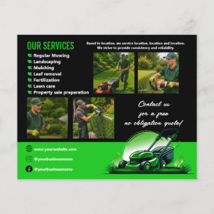 Black Green Professional Lawn Care Landscaping Flyer