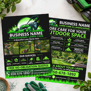 Black Green Professional Lawn Care Landscaping Flyer
