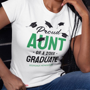 Black Green Proud Aunt 2024 Graduate T-Shirt