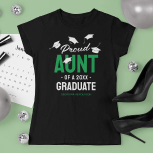 Black Green Proud Aunt 2025 Graduate T-Shirt