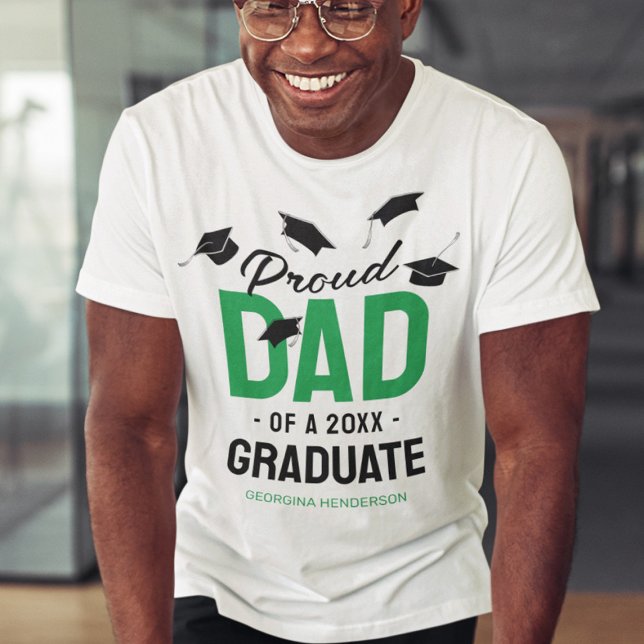 Black Green Proud Dad 2025 Graduate T-Shirt (Creator Uploaded)