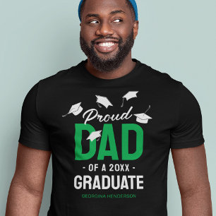 Black Green Proud Dad 2025 Graduate T-Shirt