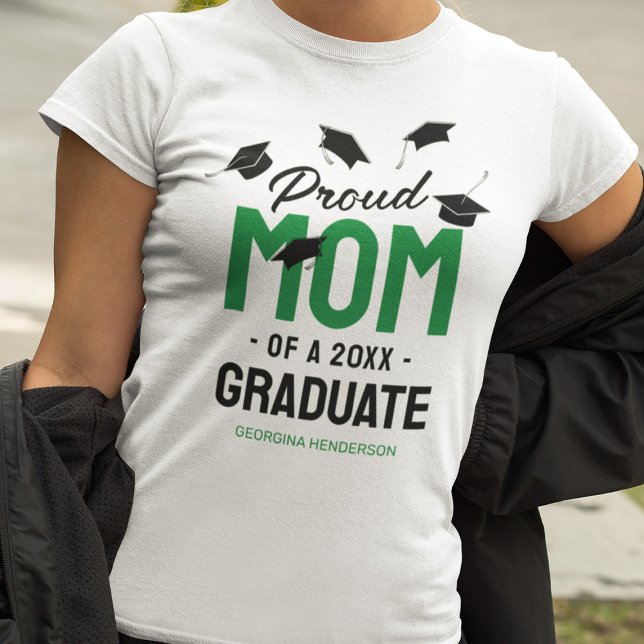 Black Green Proud Mum 2025 Graduate T-Shirt (Creator Uploaded)