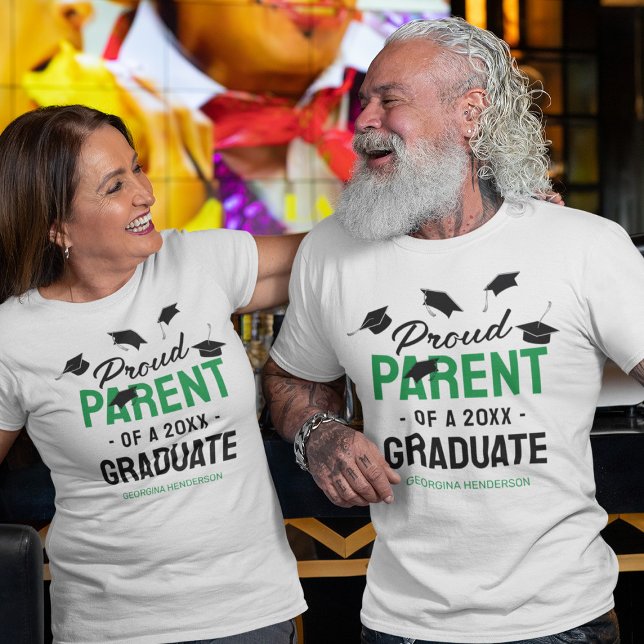 Black Green Proud Parent 2025 Graduate T-Shirt (Creator Uploaded)
