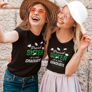 Black Green Proud Sister 2025 Graduate T-Shirt