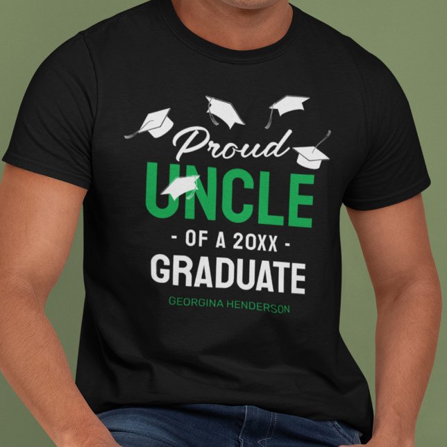 Black Green Proud Uncle 2025 Graduate T-Shirt (Creator Uploaded)