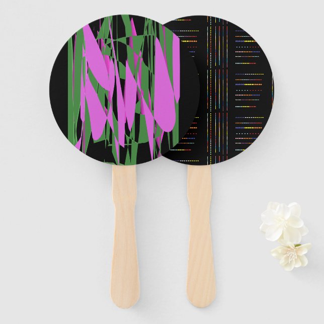 Black green purple colours  hand fan (Front and Back)