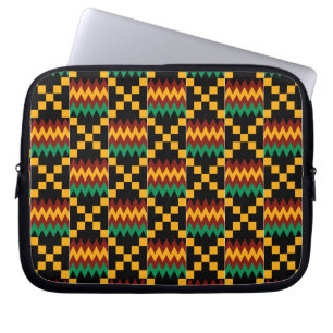 Black, Green, Red, and Yellow Kente Cloth Laptop Sleeve