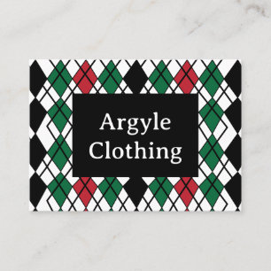 Black Green Red Argyle Geometric Business Card