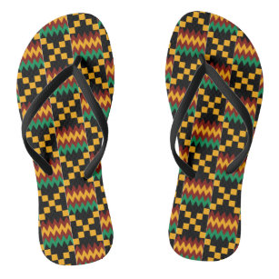 Black, Green, Red, Yellow Kente Cloth Jandals