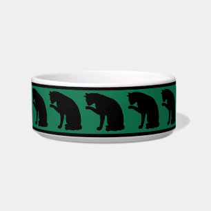 Black & Green Silhouette Cat Bowl