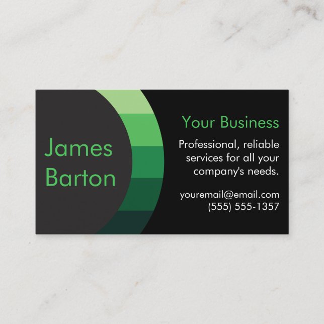 Black Green Simple Gradient Modern Professional Business Card (Front)