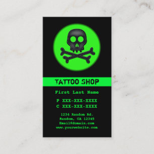 Black green skull tattoo custom business cards