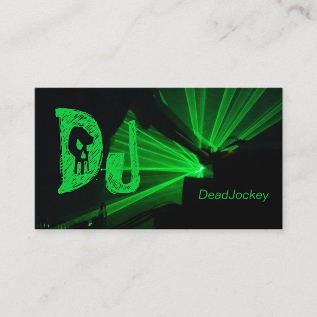 Black Green Strobe Lights DJ Business Card (Front)