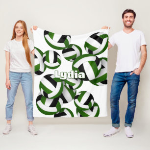 black green team colors volleyball decor gifts fleece blanket