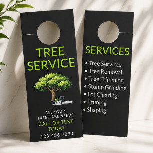 Black Green Tree Service Professional Door Hanger