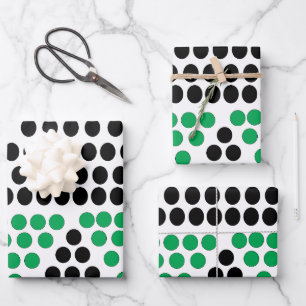 Black Green Triangle Circle Geometric Pattern Wrapping Paper Sheet