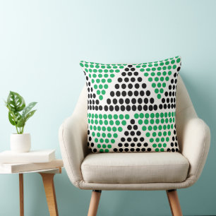 Black Green Triangle Polka Dot Pattern Cushion