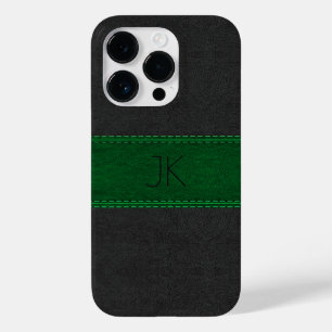 Black & Green Vintage Leather Print Case-Mate iPhone 14 Pro Case