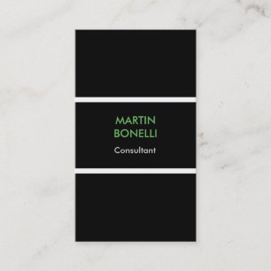 Black Green White Border Stylish Business Card