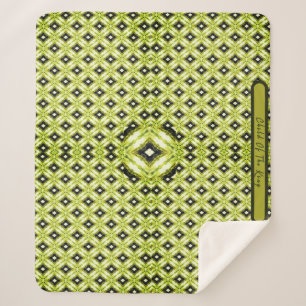 Black, Green & White Diamond Pattern Sherpa Blanket