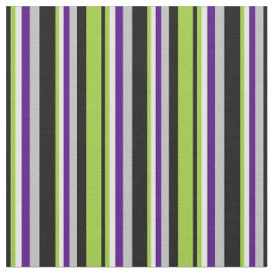 Black, Green, White, Indigo & Grey Lines Fabric