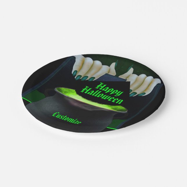 Black & Green Witches Brew Paper Plate (Angled)